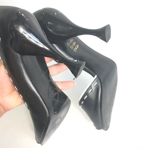 John Fluevog Black Leather shoes size 8.5 heels - Picture 5 of 7